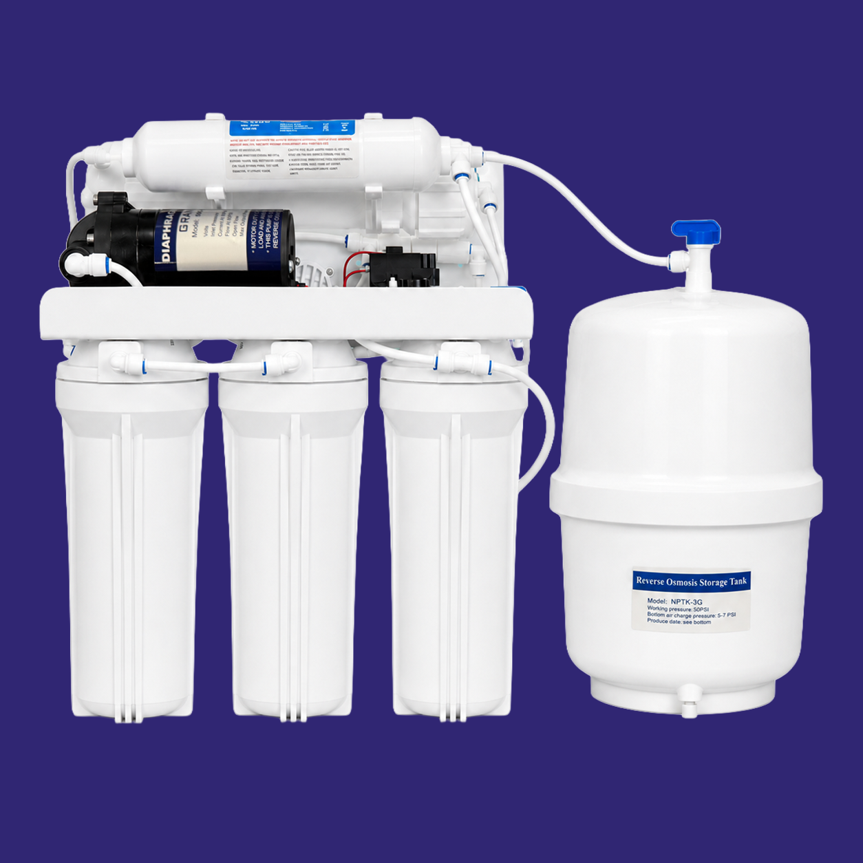RO 5 Stage Pumped Reverse Osmosis water filter system (RO5PEW)