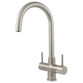 Verona 2 lever Italian design three way tap & filter Brushed Steel