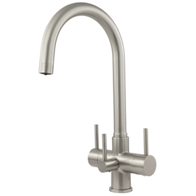 Verona 3 lever Italian design three way tap & filter Brushed Steel