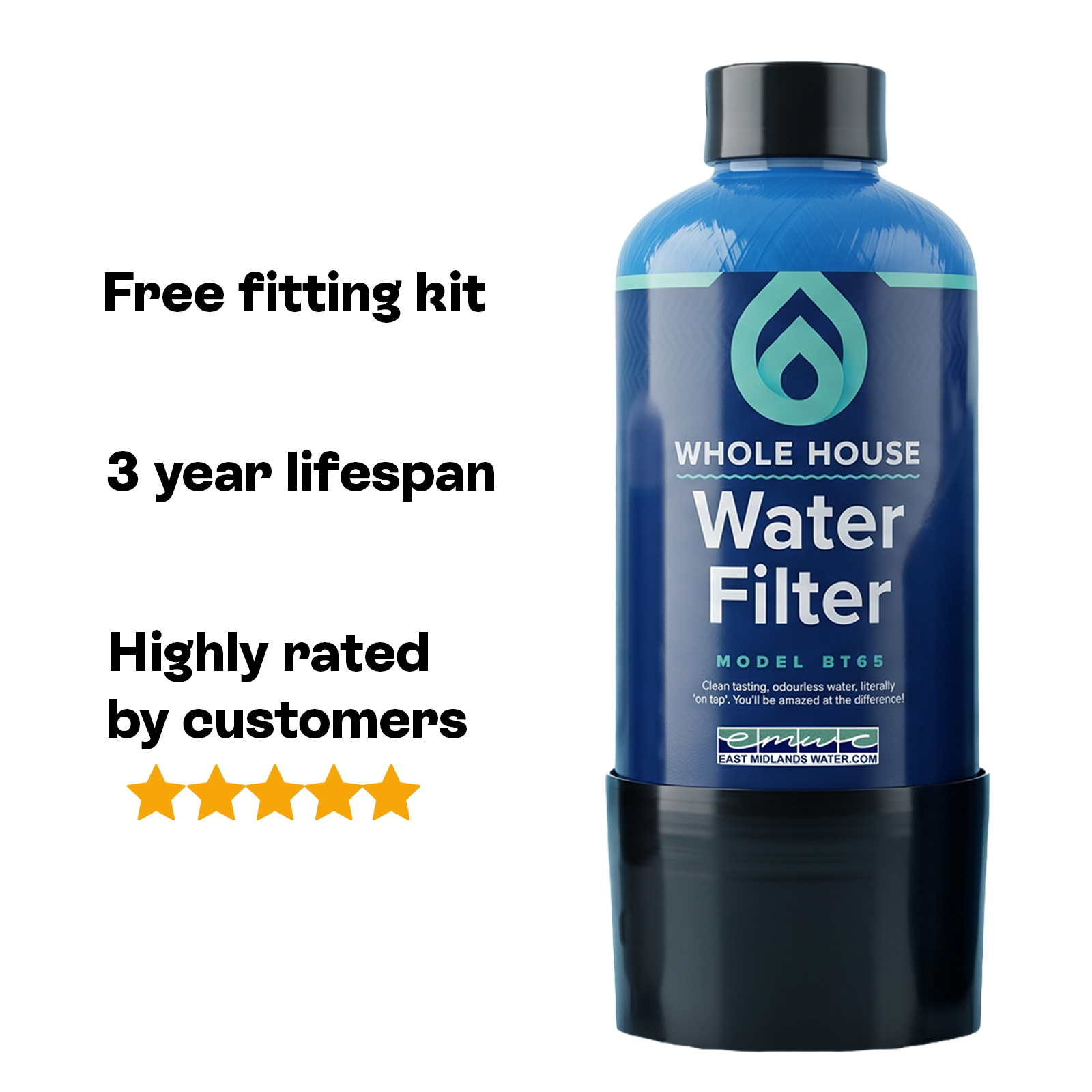 BT65 F15 Whole House Water Filter – 650,000L Capacity, Chlorine-Free