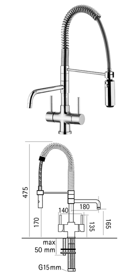 Milano Picallo Short Mount 3 Way Tap