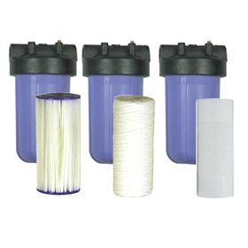 Private water supply 3 stage filtration system (Housings and Inserts)